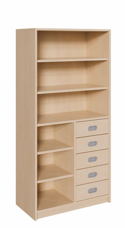 K Kombinationsschrank 160 cm, 5 Schübe re./li./Regal, 2 Breiten